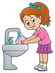 Image showing Girl washing hands theme 1