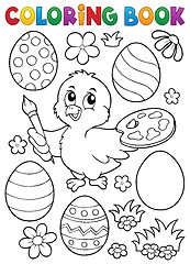 Image showing Coloring book Easter eggs and chicken 1