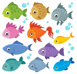 Image showing Stylized fishes theme set 2