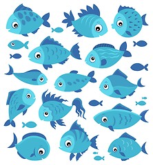 Image showing Stylized fishes theme set 3