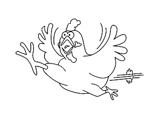 Image showing running chicken outline graphic for colouring books