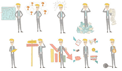 Image showing Caucasian businessman vector illustrations set.