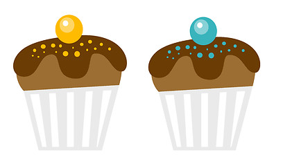 Image showing Chocolate muffins vector cartoon illustration.