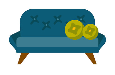 Image showing Blue sofa with pillows vector cartoon illustration