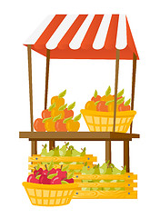 Image showing Stand with fruit vector cartoon illustration.