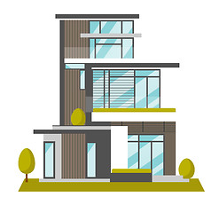 Image showing Big modern house vector cartoon illustration.