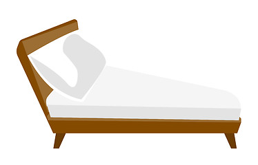 Image showing Bed with white linen vector cartoon illustration.