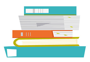 Image showing Stack of papers and folders vector illustration.