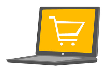 Image showing Laptop with a shopping cart vector illustration.