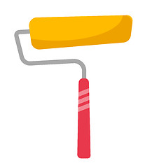 Image showing Yellow paint roller vector cartoon illustration.