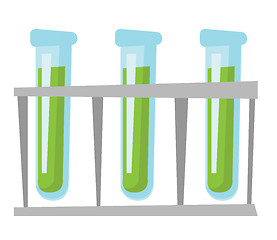 Image showing Test tubes in a rack vector cartoon illustration.