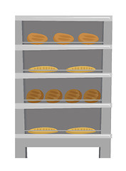 Image showing Bread and loaf displayed on shelves vector cartoon