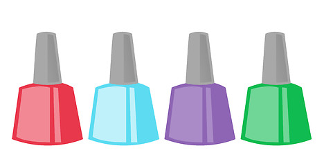 Image showing Nail polish bottles vector cartoon illustration.