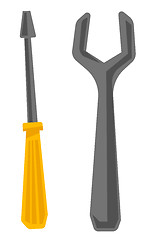 Image showing Wrench and screwdriver vector cartoon illustration