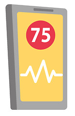Image showing Phone app for heart rate measuring vector cartoon.