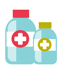 Image showing Bottles with tablets vector cartoon illustration.