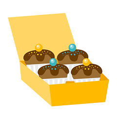 Image showing Cupcakes in a delivery box vector illustration.