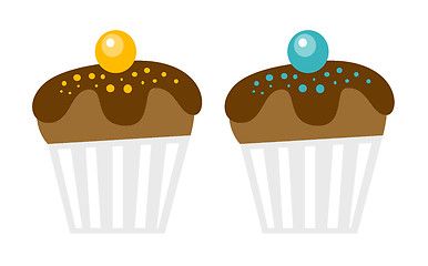 Image showing Chocolate muffins vector cartoon illustration.