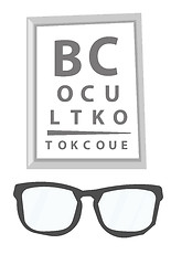 Image showing Glasses and eye test chart vector illustration.