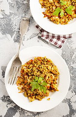 Image showing bulgur with shrimps