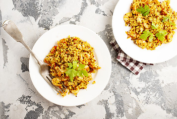 Image showing bulgur with shrimps