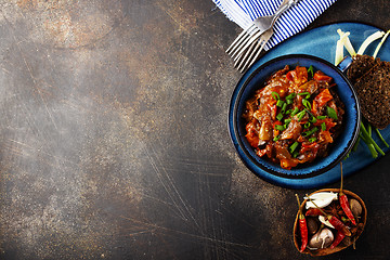 Image showing fried cabbage with meat