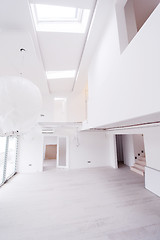Image showing Interior of empty stylish modern open space two level apartment