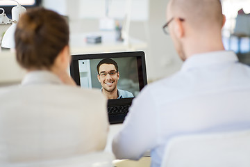 Image showing business team having video conference at office