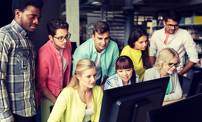 Image showing international students with computers at library