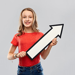 Image showing teenage girl with arrow shows north east direction