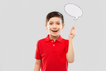 Image showing smiling boy in red t-shirt with speech bubble