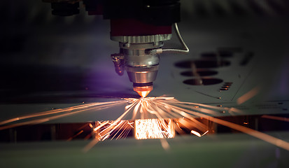 Image showing CNC Laser cutting of metal, modern industrial technology.