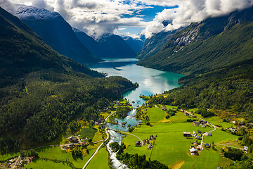 Image showing lovatnet lake Beautiful Nature Norway.