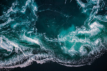 Image showing Waves of water of the river and the sea meet each other during h