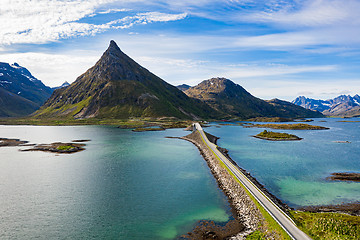 Image showing Fredvang Bridges Panorama Lofoten islands