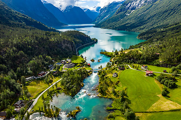 Image showing lovatnet lake Beautiful Nature Norway.