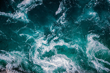 Image showing Waves of water of the river and the sea meet each other during h