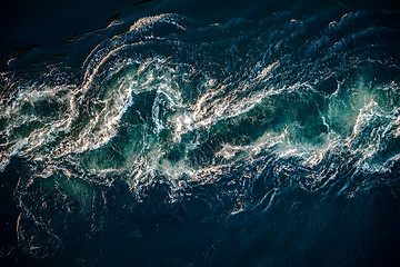 Image showing Waves of water of the river and the sea meet each other during h