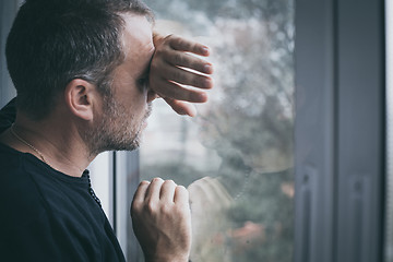 Image showing portrait one sad man