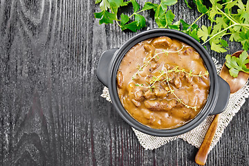 Image showing Goulash of beef in pan on board top