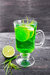 Image showing Lemonade Tarragon in goblet on board