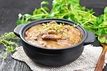 Image showing Goulash of beef in pan on board