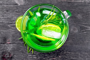 Image showing Lemonade Tarragon in goblet on board top