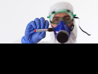 Image showing Coronavirus, Doctor holding positive covid-19 virus Blood Sample