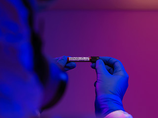 Image showing Coronavirus, Doctor holding positive covid-19 virus Blood Sample