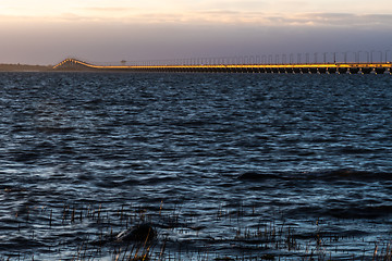 Image showing Golden colored bridge - The Oland Bridge 