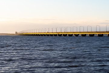 Image showing The Oland Bridge sunlit in golden color