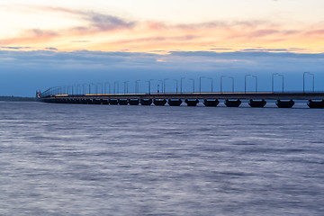 Image showing The Oland Bridge by twilight time