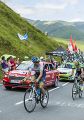 Image showing Two Cyclists on Col de Peyresourde - Tour de France 2014