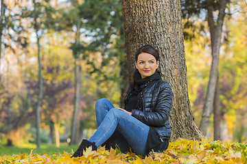 Image showing Woman in a Forest in the Autumn